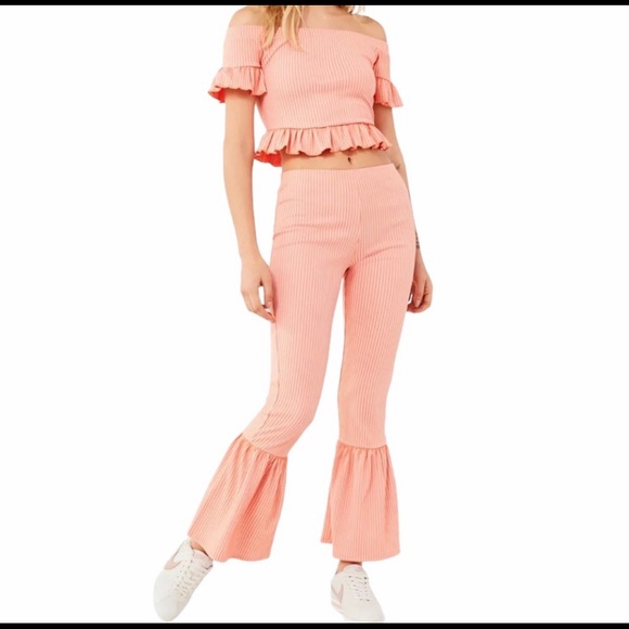 URBAN OUTFITTERS ORANGE STRIPED BOOT LEG PANTS   M - Picture 6 of 9